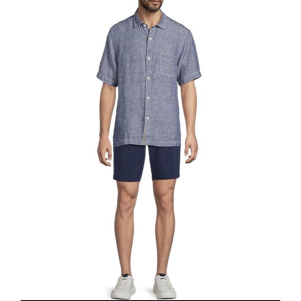 TOMMY BAHAMA Men's XXL 100% LINEN Short Sleeve Button Up Blue $130